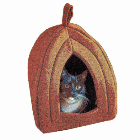 PET ADOBE Pet Adobe Cozy Kitty Tent Igloo Plush Cat Bed - Brown 985151TWY